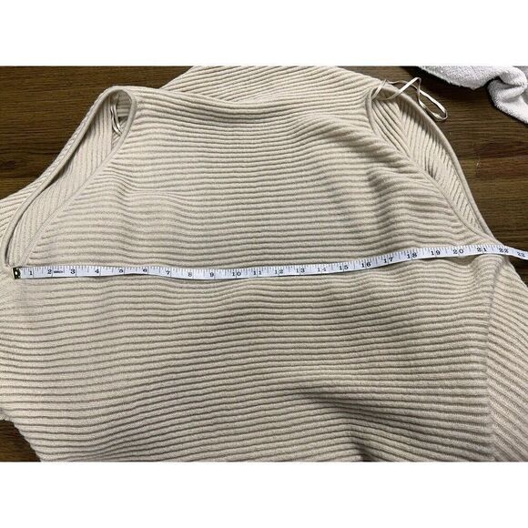 Loft Womens O/S Vest Cardigan Top Open Tan Knit Sleeveless Tank Ribbed - Picture 8 of 8